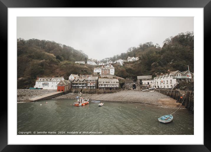 View of Clovelly from the harbour Framed Mounted Print by Jennifer Hanks