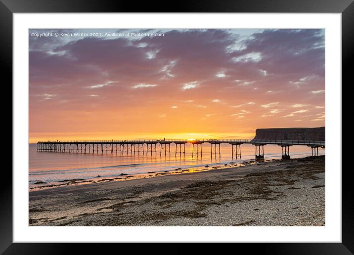 Saltburn Pier at Sunrise Framed Mounted Print by Kevin Winter