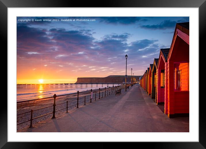 Beach huts at sunrise Framed Mounted Print by Kevin Winter