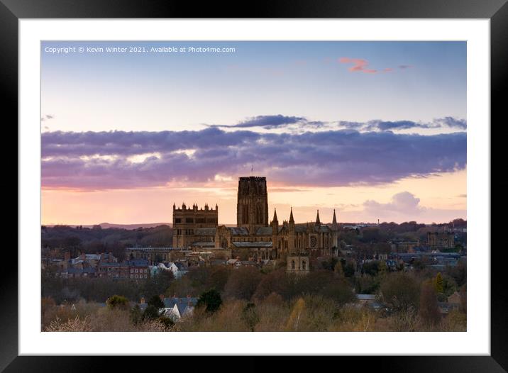 Durham Cathedral sunset Framed Mounted Print by Kevin Winter