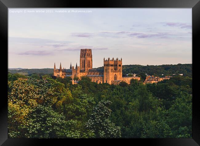 Durham Cathedral in Golden Sunlight Framed Print by Kevin Winter