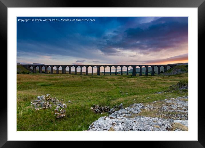 Ribblehead Viaduct Sunset Framed Mounted Print by Kevin Winter