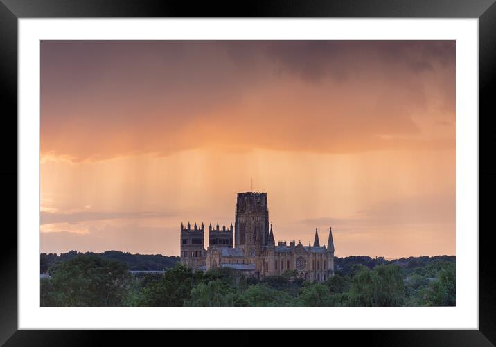 Durham Cathedral in the rain Framed Mounted Print by Kevin Winter