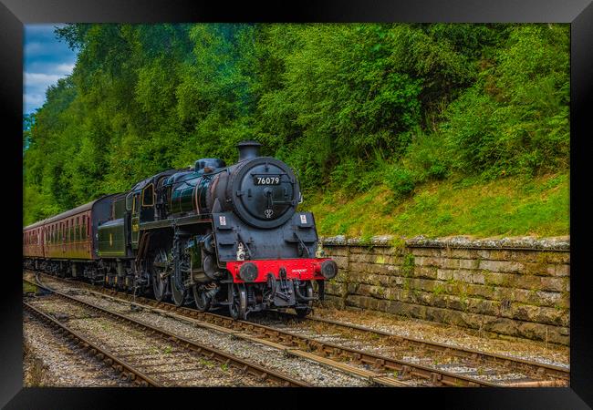 76079 pulling in to Goathland Station Framed Print by Kevin Winter