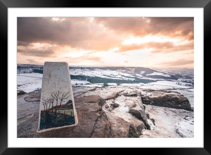 Roseberry Topping Trig point Framed Mounted Print by Kevin Winter
