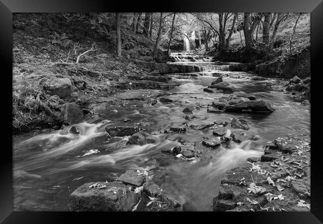 Summerhill force in Black and White Framed Print by Kevin Winter