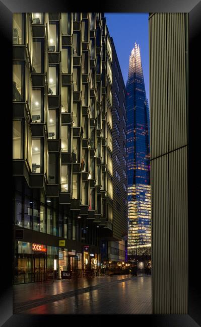 Street view of the shard Framed Print by Kevin Winter