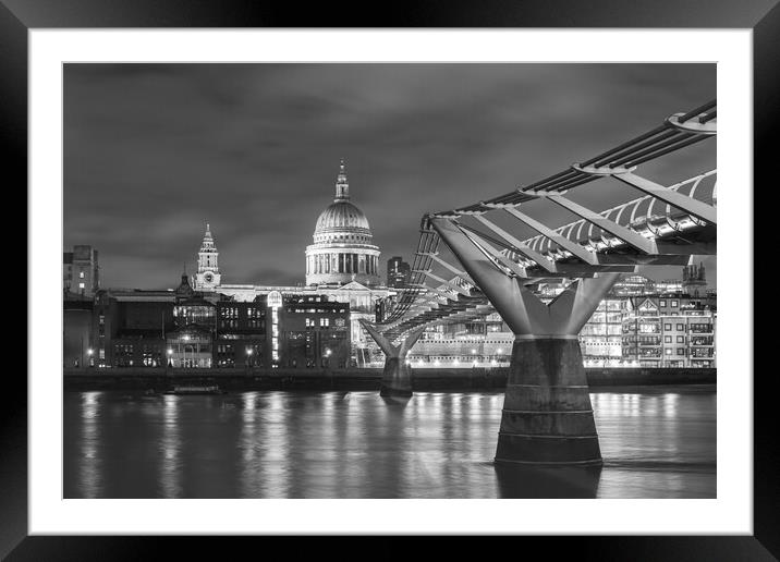 Millennium Bridge Leading to St Paul's Cathedral Framed Mounted Print by Kevin Winter