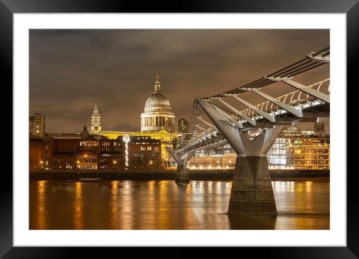 Millennium Bridge Leading to St Paul's Cathedral Framed Mounted Print by Kevin Winter