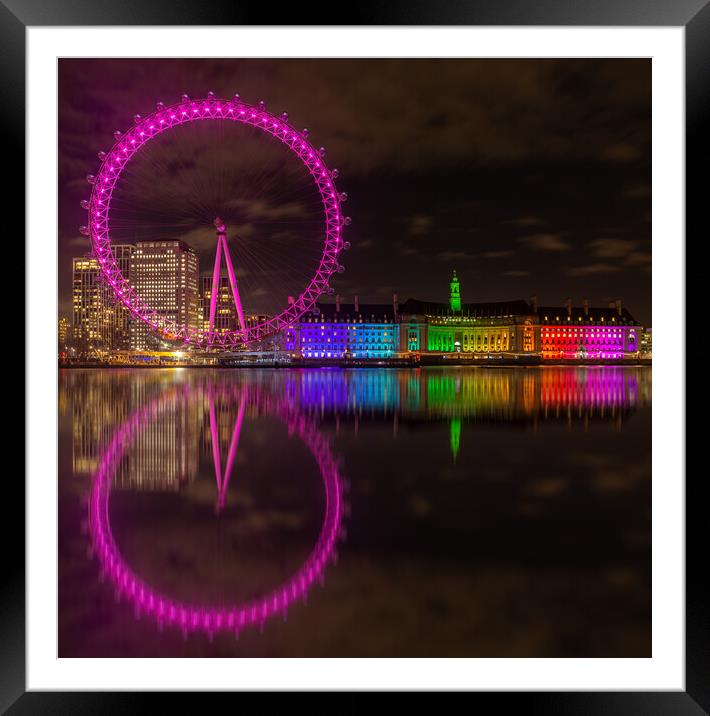 London eye at night Framed Mounted Print by Kevin Winter