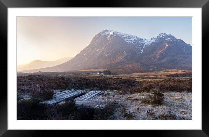 Frosty bridge to the Lagangarbh Hut  Framed Mounted Print by Kevin Winter