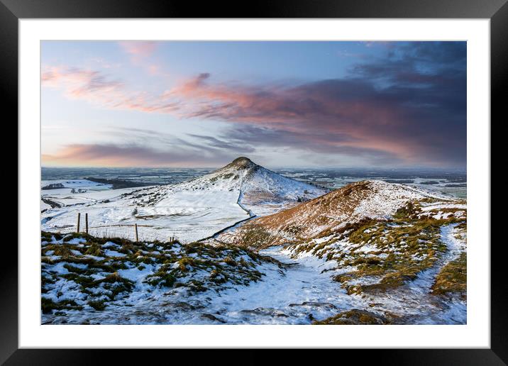 Snowy path to Roseberry Topping Framed Mounted Print by Kevin Winter