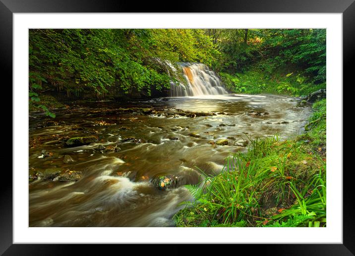 Hamsterley forest waterfall Framed Mounted Print by Kevin Winter