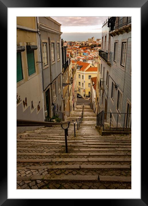 Streets of Lisbon Framed Mounted Print by Kevin Winter