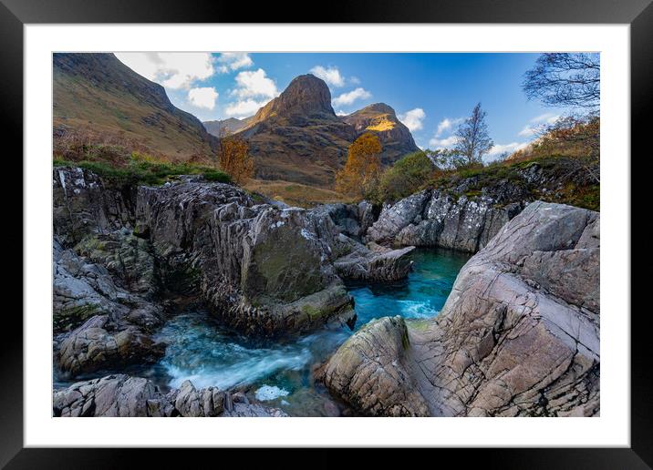 The meeting of the waters in Glencoe Framed Mounted Print by Kevin Winter