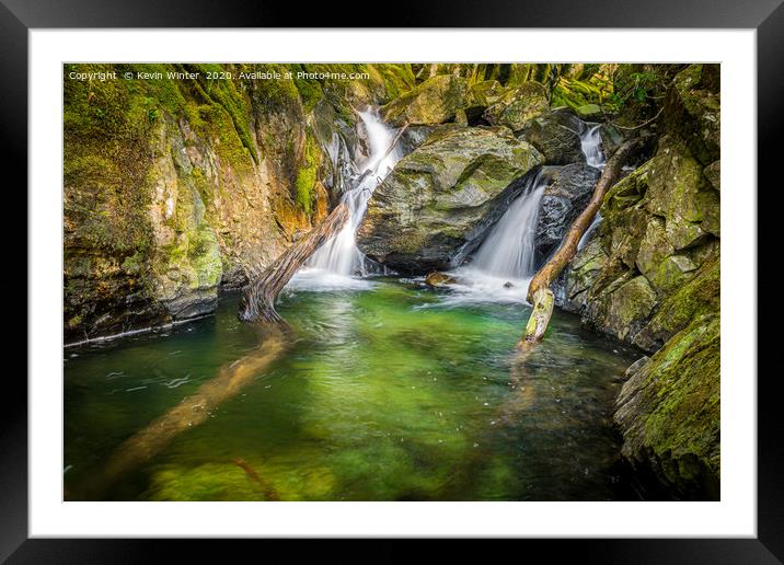 Rydal Falls Framed Mounted Print by Kevin Winter