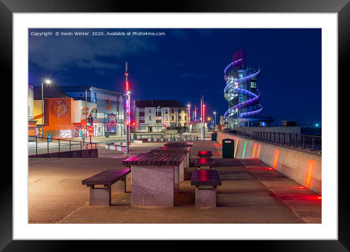 Redcar promenade in the blue hour Framed Mounted Print by Kevin Winter