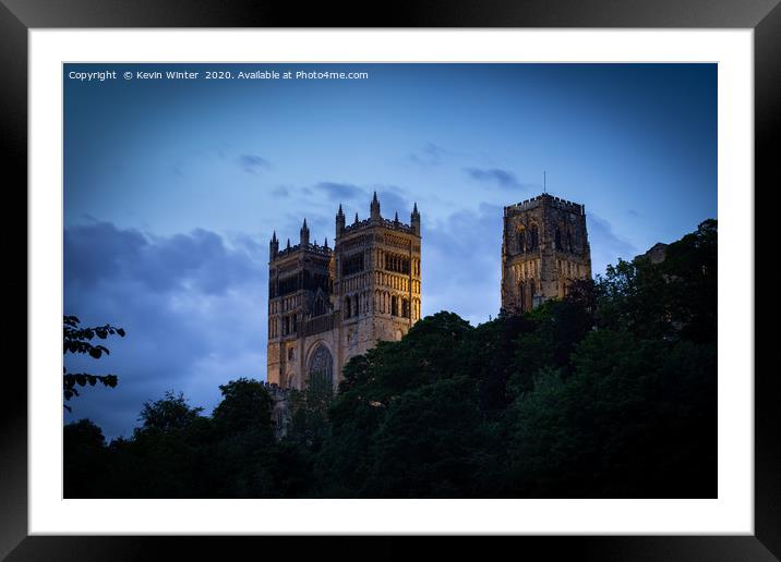 Durham Cathedral from below Framed Mounted Print by Kevin Winter