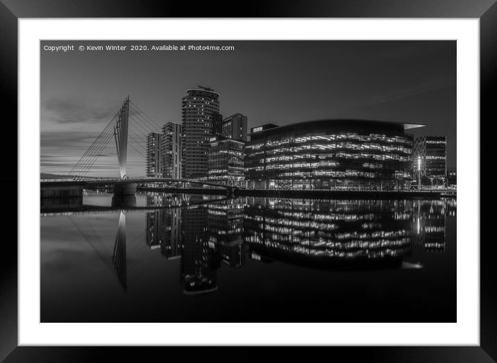 Bridge to the BBC at Salford quay Framed Mounted Print by Kevin Winter