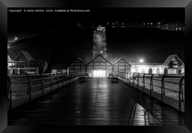 Saltburn Pier at Night Framed Print by Kevin Winter