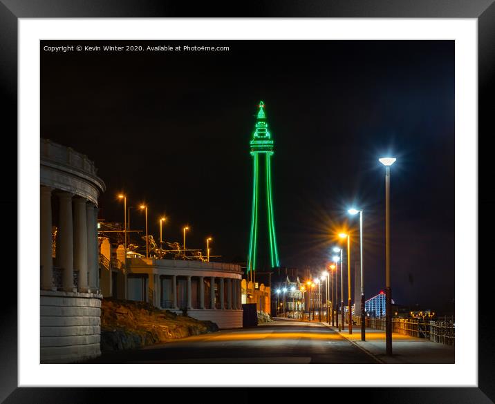 Illuminated Streets of Blackpool Framed Mounted Print by Kevin Winter