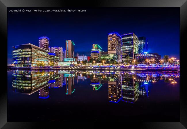 Salford quay Reflections framed mounted print Framed Print by Kevin Winter