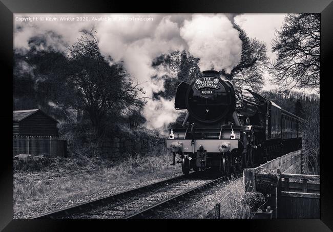 Flying Scotsman in Black and white Framed Print by Kevin Winter