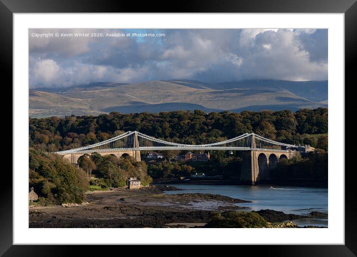 Menai Bridge Colour Framed Mounted Print by Kevin Winter