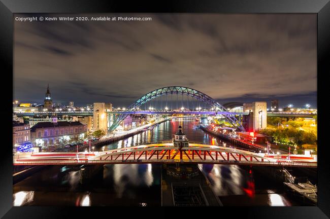 Swing and Tyne bridges Framed Print by Kevin Winter