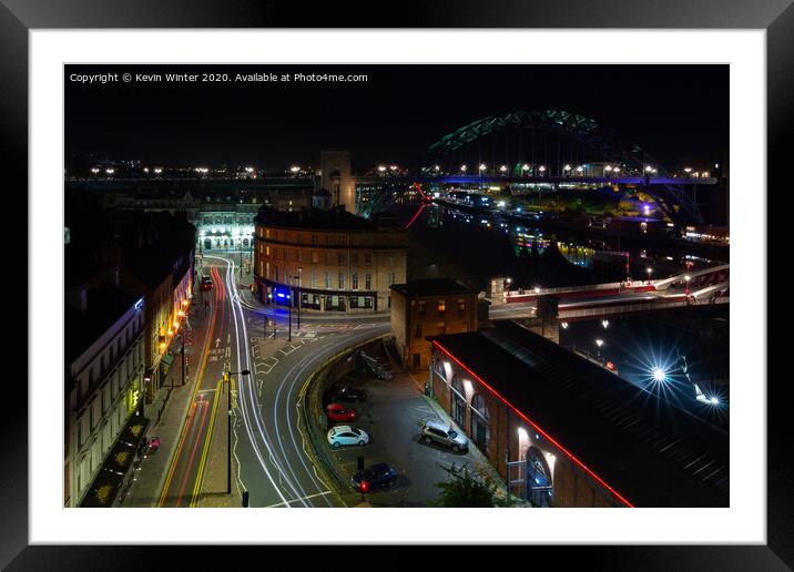 Newcastle Traffic trails Framed Mounted Print by Kevin Winter