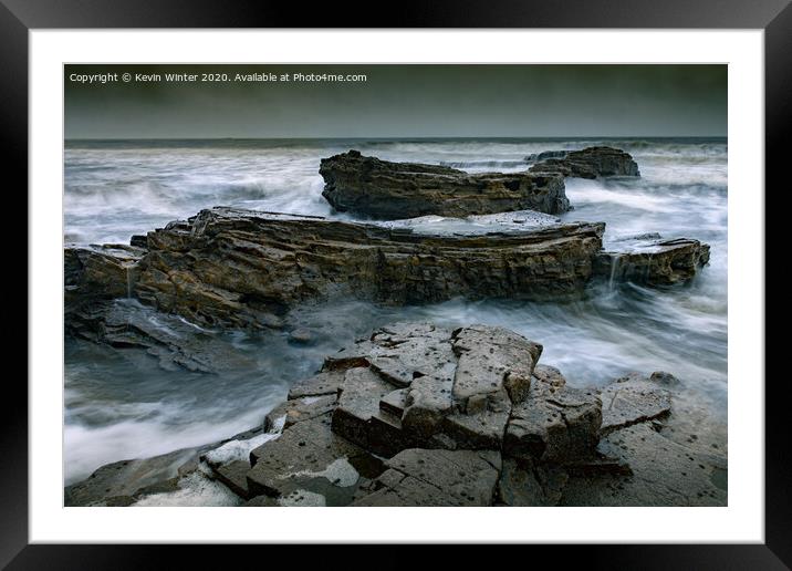 Rocks in Marsden Bay Framed Mounted Print by Kevin Winter