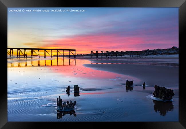 Steetley Pier sunrise Framed Print by Kevin Winter