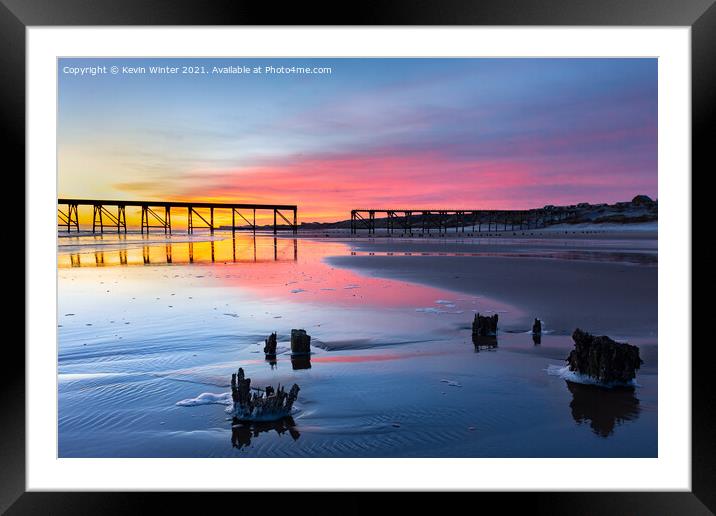 Steetley Pier sunrise Framed Mounted Print by Kevin Winter