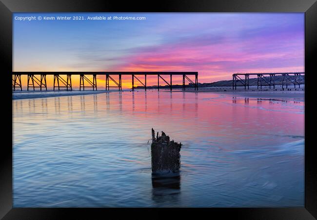 Steetley Pier tide at Sunrise Framed Print by Kevin Winter
