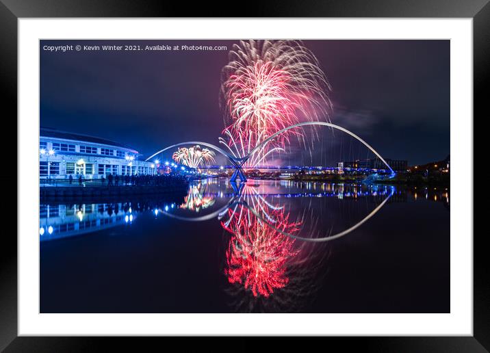 Stockton Fireworks Framed Mounted Print by Kevin Winter
