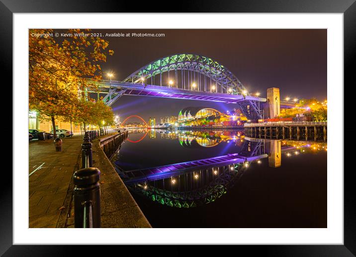 Tyne bridge Reflections Framed Mounted Print by Kevin Winter