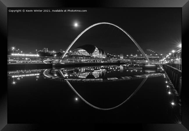 Newcastle Bridge Black and White Framed Print by Kevin Winter