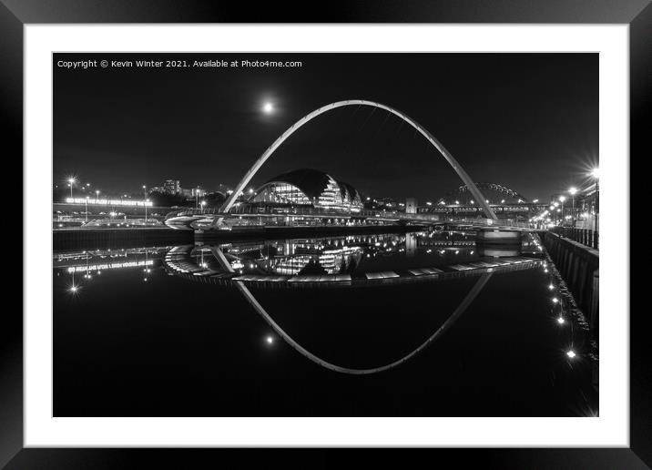 Newcastle Bridge Black and White Framed Mounted Print by Kevin Winter