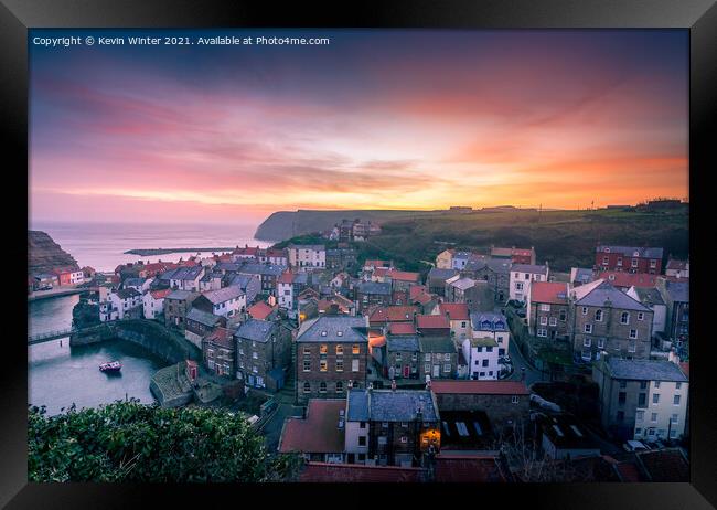 Staithes Sunrise Framed Print by Kevin Winter