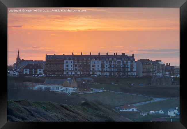 Saltburn Bank Sunset Framed Print by Kevin Winter