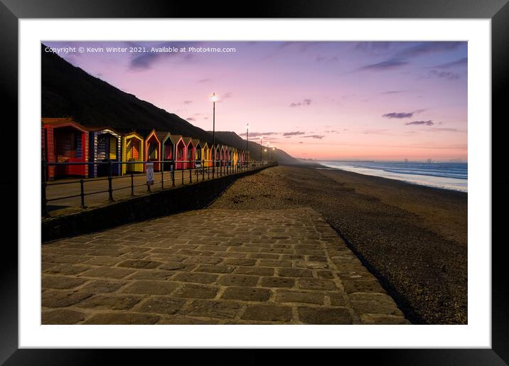 Beach Huts at sunset Framed Mounted Print by Kevin Winter