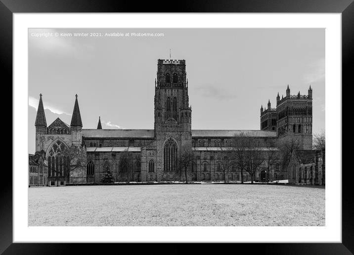 Durham Cathedral on a snowy April night Framed Mounted Print by Kevin Winter