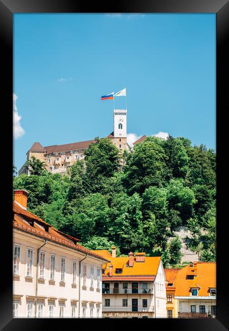 Ljubljana castle on hill Framed Print by Sanga Park