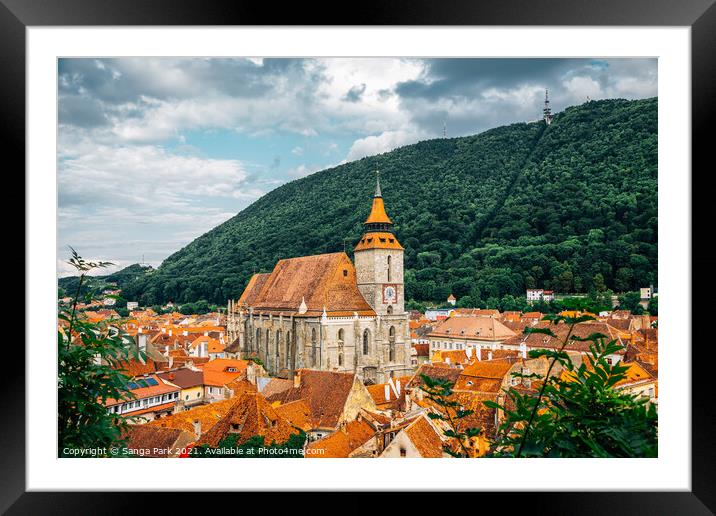 Brasov old town Framed Mounted Print by Sanga Park