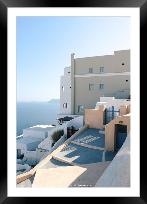 Oia town in Santorini Framed Mounted Print by Sanga Park