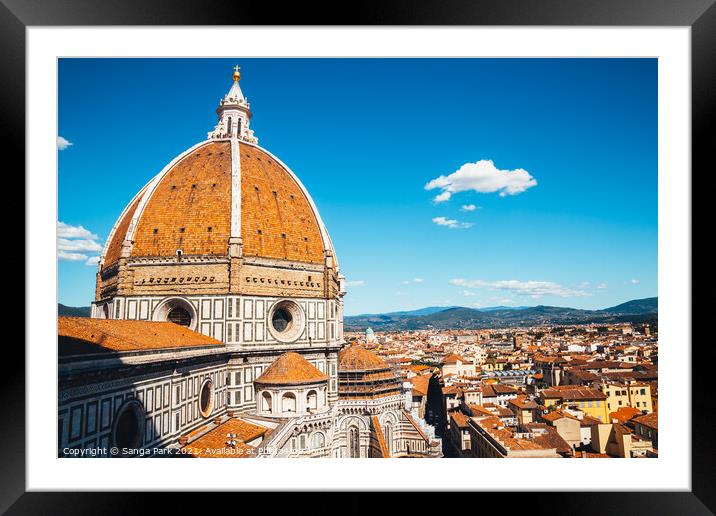 Florence Cathedral and old town Framed Mounted Print by Sanga Park