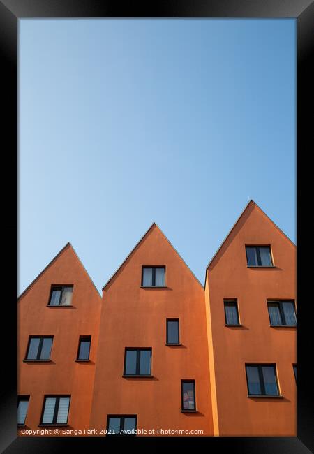 Orange brown building in Germany Framed Print by Sanga Park