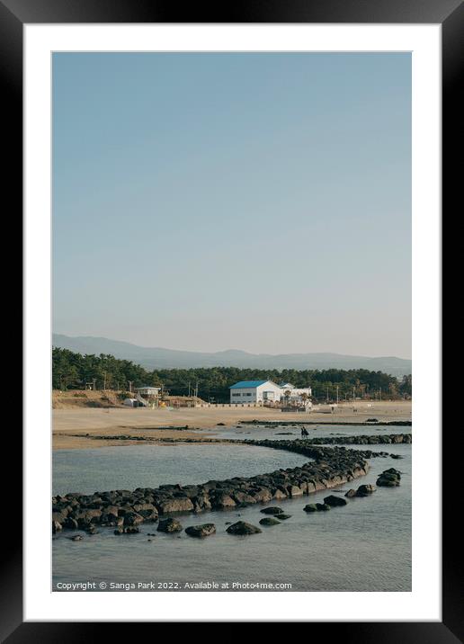 Iho Tewoo Beach in Jeju island Framed Mounted Print by Sanga Park