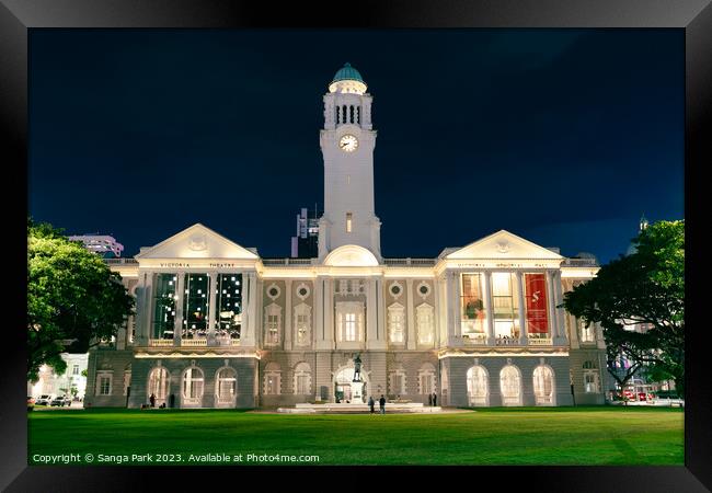Night view of Victoria Concert Hall in Singapore Framed Print by Sanga Park