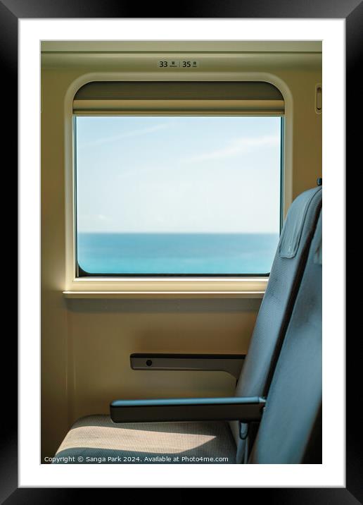 Train and sea view Framed Mounted Print by Sanga Park